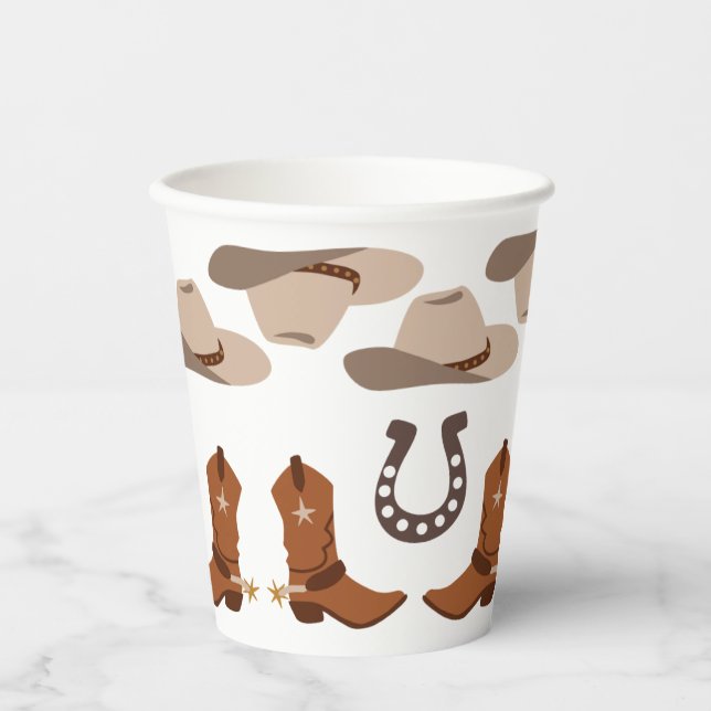 Gobelets En Papier Western Wild West Cowboy fête d'anniversaire (Recto)