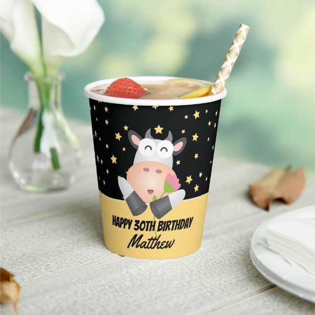 Gobelets En Papier Whimsical Cute Holy Cow Bonne fête d'anniversaire (Insitu)