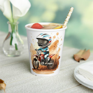 Gobelets En Papier Whimsical Dirt Wheels Motorcycle Anniversaire