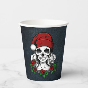 Gobelets En Papier Whimsical gothique Père Noël Crâne Noël
