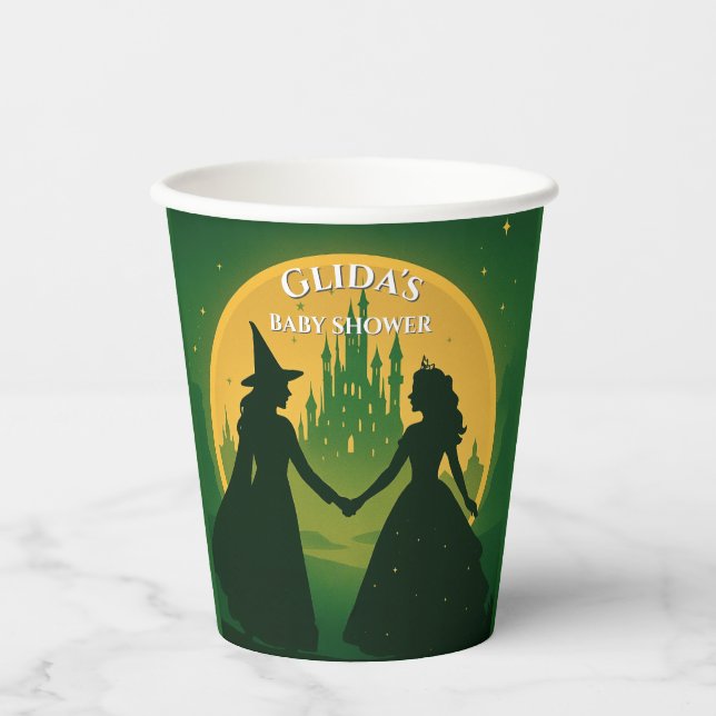Gobelets En Papier Wicked Baby Shower Cups - Elphaba & Glinda Party (Recto)