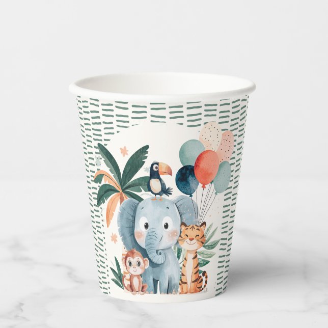Gobelets En Papier Wild Jungle Theme Birthday Party (Recto)