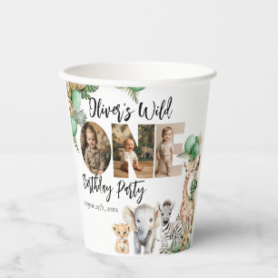 Gobelets En Papier Wild One Birthday Safari photo d'animal
