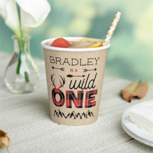 Gobelets En Papier Wild One Boys Rustic Plaid Lumberjack 1er annivers