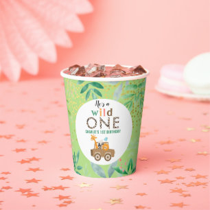 Gobelets En Papier Wild One Jungle Safari Animaux 1er Anniversaire
