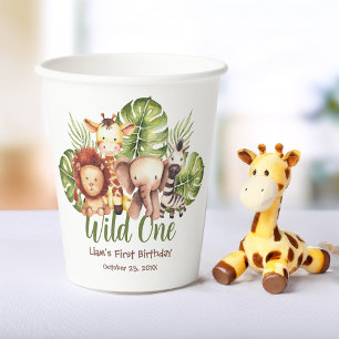 Gobelets En Papier Wild One Safari 1er Anniversaire Jungle Animaux Fe