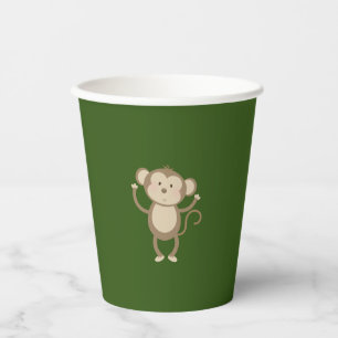 Gobelets En Papier Wild One Safari Animal Monkey Baby shower