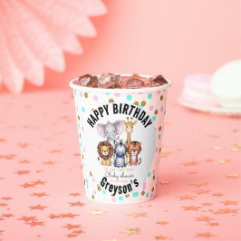 Gobelets En Papier Wild One Safari Animaux Baby shower garçon