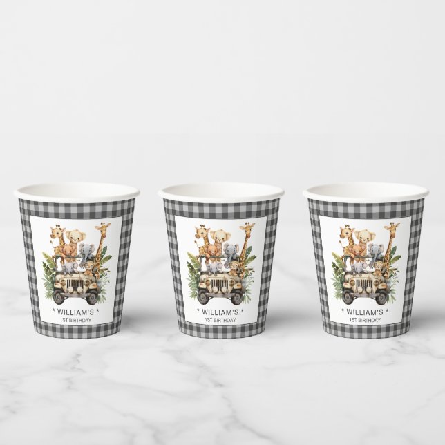 Gobelets En Papier Wild One Safari Jungle 1er premier anniversaire (Multi)
