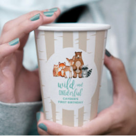 Gobelets En Papier Wild One Woodland Animal Birbtree Premier annivers
