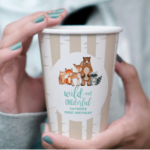 Gobelets En Papier Wild One Woodland Animal Birbtree Premier annivers