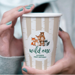 Gobelets En Papier Wild One Woodland Animal Birbtree Premier annivers