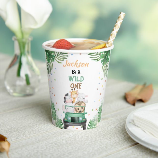 Gobelets En Papier Wild Un Anniversaire Invitation Safari Animaux Bal (Insitu)