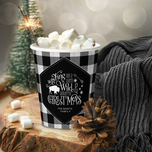 Gobelets En Papier Wild Wonderful Christmas Black Buffalo Plaid ID604 (Créateur téléchargé)