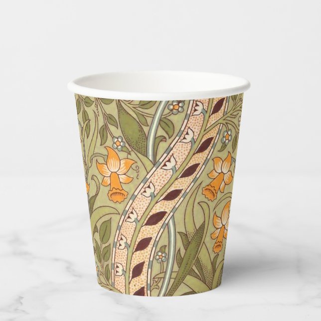 Gobelets En Papier William Morris Daffodil Garden Flower Classic Bota (Recto)