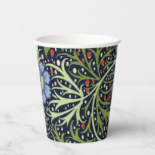 Gobelets En Papier William Morris Fleur d'antiquité aux algues marine