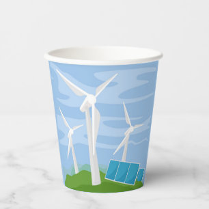 Gobelets En Papier Windmills et cellules solaires