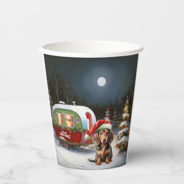 Gobelets En Papier Winter Dachshund Caravan Christmas Adventure (Recto)