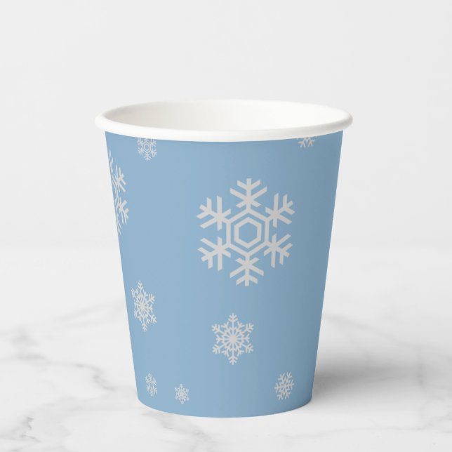 Gobelets En Papier Winter Onederland premier anniversaire bleu et arg (Recto)