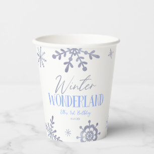 Gobelets En Papier Winter Wonderland Blue Snowflake fête d'anniversai