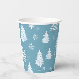 Gobelets En Papier Winter Wonderland Snowflakes & Tree Paper cup