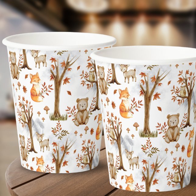 Gobelets En Papier Woodland Animals Forest Friends Pattern (Créateur téléchargé)