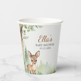 Gobelets En Papier Woodland Deer Forest Neutral Baby Shower