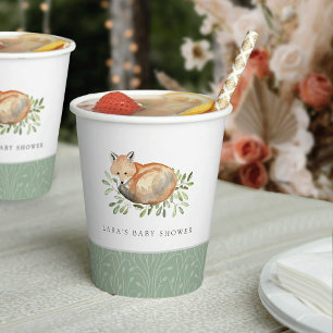 Gobelets En Papier Woodland Fox Baby shower personnalisé