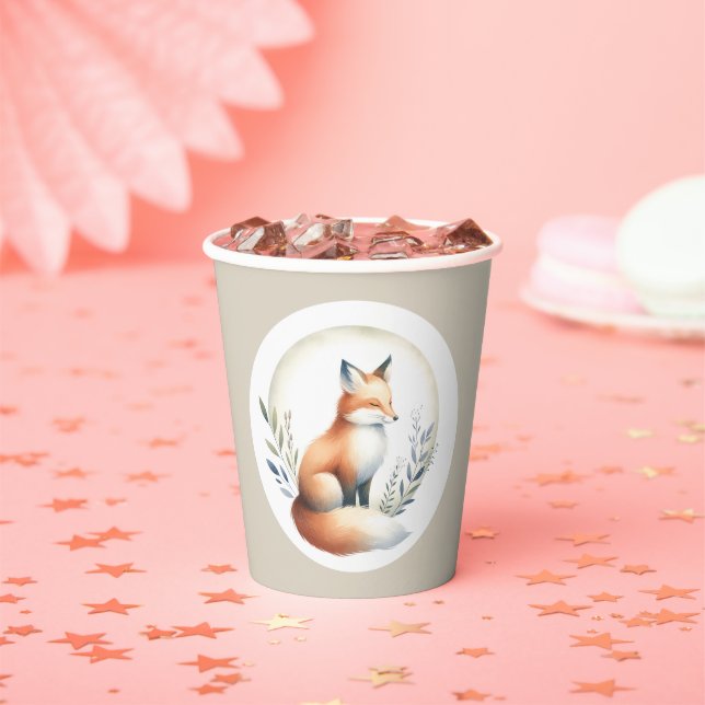 Gobelets En Papier Woodland Whisper- Fox Illustration (Insitu)