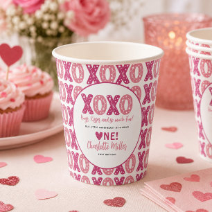 Gobelets En Papier XOXO Câlins et Bisous Saint-Valentin 1er Anniversa