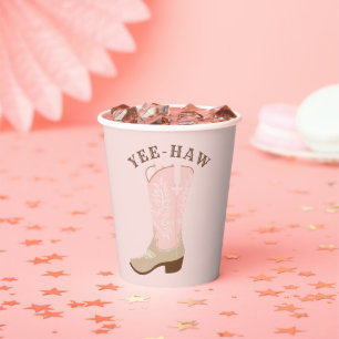 Gobelets En Papier YEE-HAW Pink Cowgirl Boot