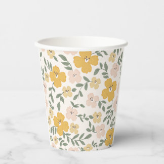 Gobelets En Papier Yellow Hibiscus flower hand drawn