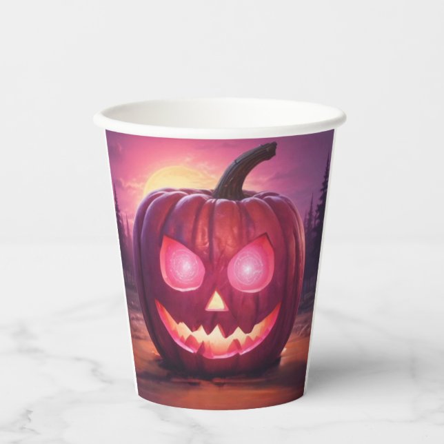 Gobelets En Papier Yeux qui brillent Jack-o-lantern tasses (Recto)