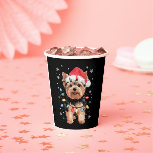 Gobelets En Papier Yorkie Christmas Chien Long Noël Cadeau