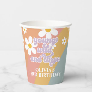 Gobelets En Papier Young Wild and Three Retro Rainbow Paper Cups
