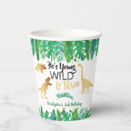 Gobelets En Papier Young Wild & Three Dinosaur Boys Troisième anniver