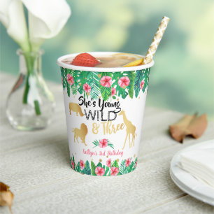 Gobelets En Papier Young Wild & Three Girls Troisième anniversaire