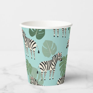 Gobelets En Papier Zebra Monstera Motif
