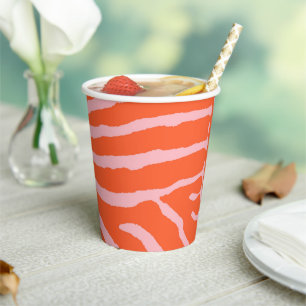Gobelets En Papier Zebra Orange et rose