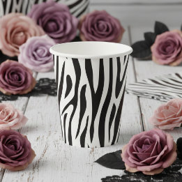 Gobelets En Papier Zebra Print Black and White Party 