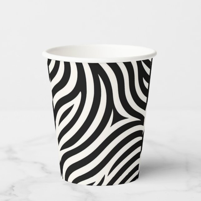 Gobelets En Papier Zebra Stripes Impression moderne (Recto)