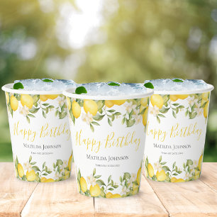 Gobelets En Papier Zesty Lemons Fun Jaune fête d'anniversaire