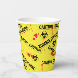 Gobelets En Papier Zombie Attaque Attention Tape Bloody Halloween