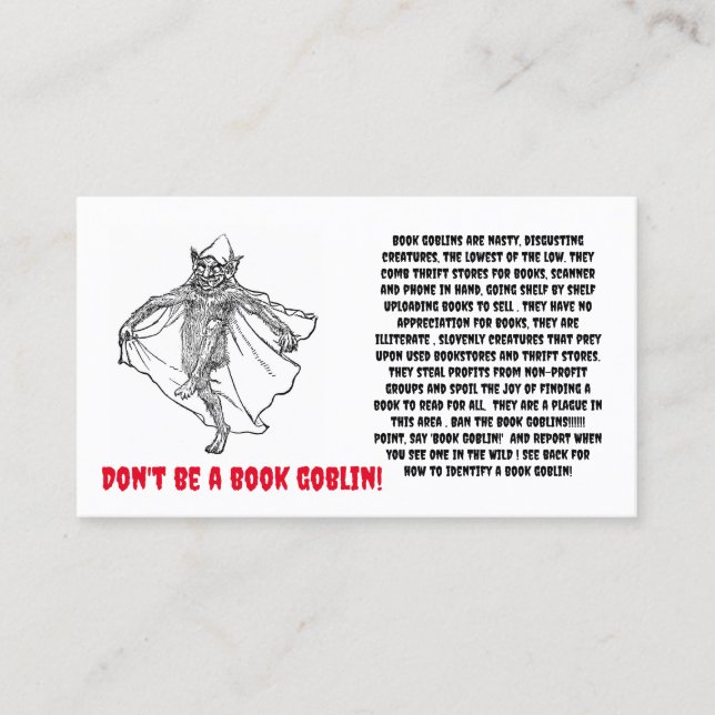 Goblin Card buchen Visitenkarte (Vorderseite)