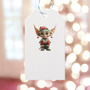 Goblin Christmas Elf White Gift Tags Geschenkanhänger