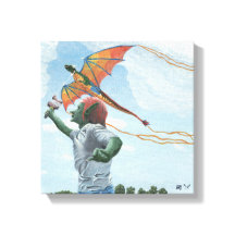 Goblin Flying Dragon Drache Fantasie Kunst Leinwan