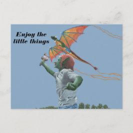 Goblin Flying Dragon Drache Fantasy Postkarte