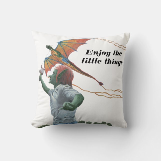 Goblin Flying Dragon Kite Fantasy Throw Pillow Kissen (Vorderseite)