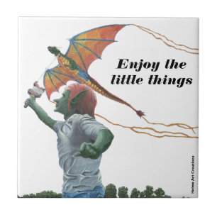 Goblin Flying Rainbow Dragon Drache Fantasy Art Ti Fliese
