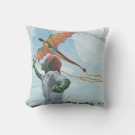 Goblin Flying Rainbow Dragon Kite Fantasy Pillow Kissen
